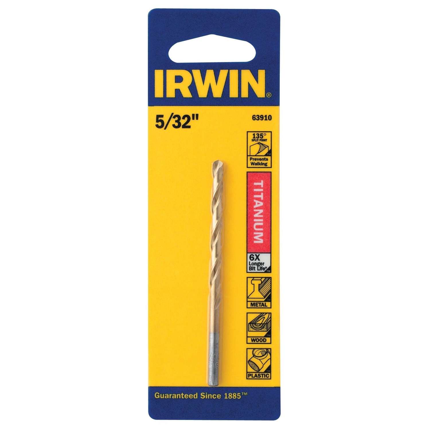 IRWIN INDUSTRIAL Tool 63910 Single Titanium-Coated High-Speed Steel Drill Bit 